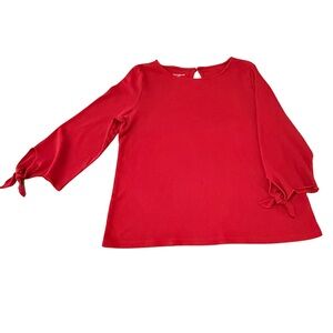 Talbots Women’s Vibrant Red Blouse with Tied Sleeve Accents- Size Large